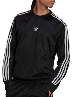 Adidas High Shine Black Trefoil Crewneck Sweatshirt Size Small